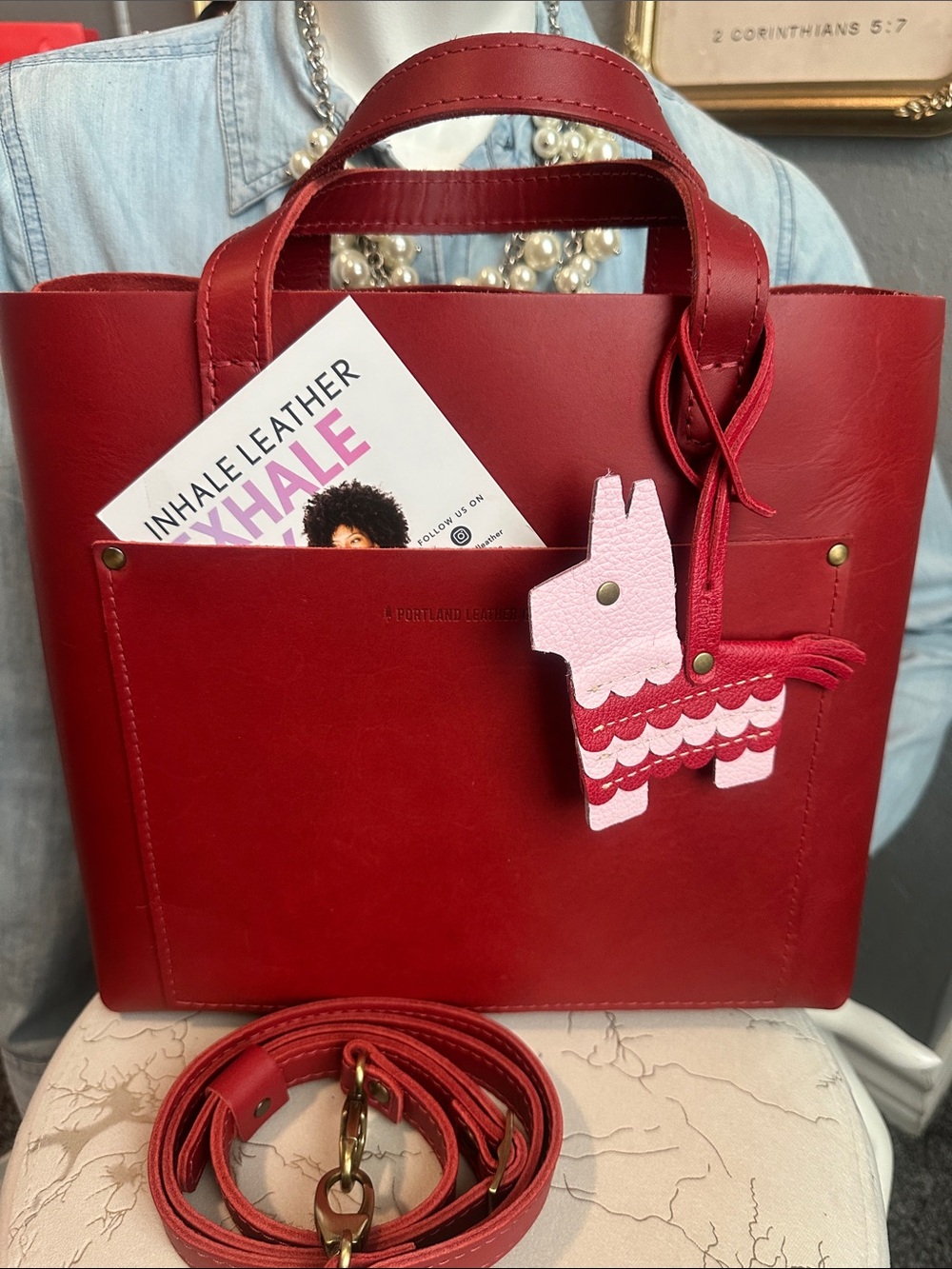 ❤️ 🩷 PLG medium ruby crossbody tote NEW and piñata tassel